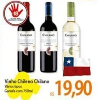 Atacadão Vinho Chileno Chilano Vários tipos Garrafa com 750ml oferta