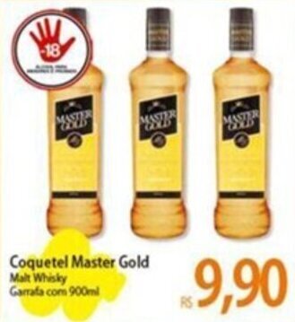 Atacadão Coquetel Master Gold Malt Whisky Garrafa com 900ml oferta