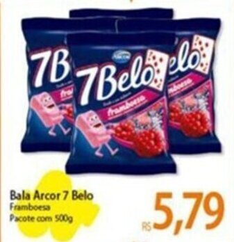Atacadão Bala Arcor 7 Belo Framboesa Pacote com 500g oferta