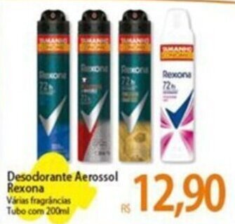 Atacadão Desodorante Aerossol Rexona Várias fragrâncias Tubo com 200ml oferta