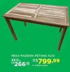 DB Supermercados Mesa de madeira retang alta oferta
