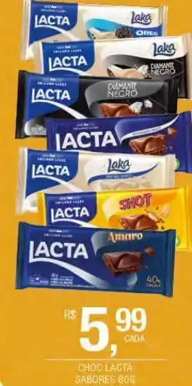 DB Supermercados Chocolate lacta sabores 80g oferta