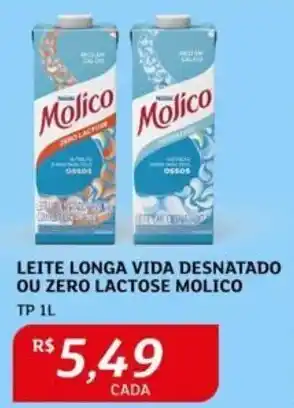 LEITE LONGA VIDA DESNATADO OU ZERO LACTOSE MOLICO TP 1L