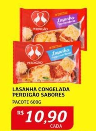 LASANHA CONGELADA PERDIGÃO SABORES PACOTE 600G