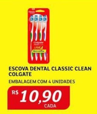 Assaí Atacadista ESCOVA DENTAL CLASSIC CLEAN COLGATE EMBALAGEM COM 4 UNIDADES oferta