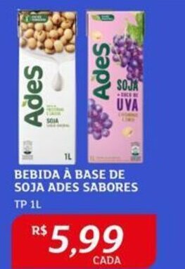Assaí Atacadista BEBIDA À BASE DE SOJA ADES SABORES TP 1L oferta