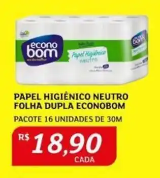 Assaí Atacadista PAPEL HIGIÊNICO NEUTRO FOLHA DUPLA ECONOBOM PACOTE 16 UNIDADES DE 30M oferta