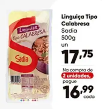Zaffari Linguiça Tipo Calabresa Sadia 500g oferta