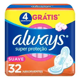 Absorvente com abas suave super proteção always pacote 32 unidades leve mais pague menos