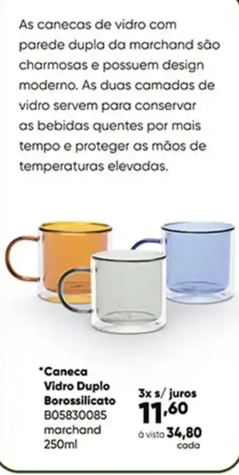 *Caneca Vidro Duplo Borossilicato B05830085 marchand 250ml