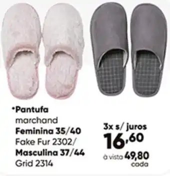 *Pantufa marchand Feminina 35/40 Fake Fur 2302/ Masculina 37/44 Grid 2314