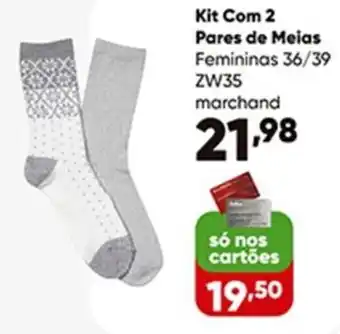 Zaffari Kit Com 2 Pares de Meias Femininas 36/39 ZW35 marchand oferta