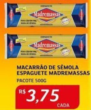 Assaí Atacadista MACARRÃO DE SEMOLA ESPAGUETE MADREMASSAS PACOTE 500G oferta