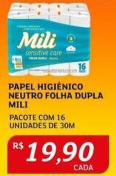 Assaí Atacadista PAPEL HIGIÊNICO NEUTRO FOLHA DUPLA MILI PACOTE COM 16 UNIDADES DE 30M oferta