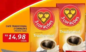 Assaí Atacadista CAFÉ TRADICIONAL 3 CORAÇÕES PACOTE 500G oferta