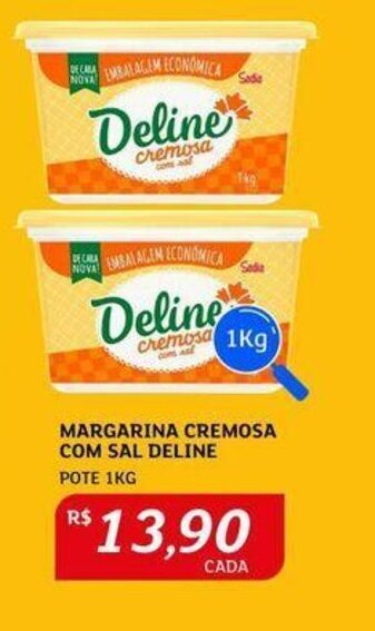 Assaí Atacadista MARGARINA CREMOSA COM SAL DELINE POTE 1KG oferta