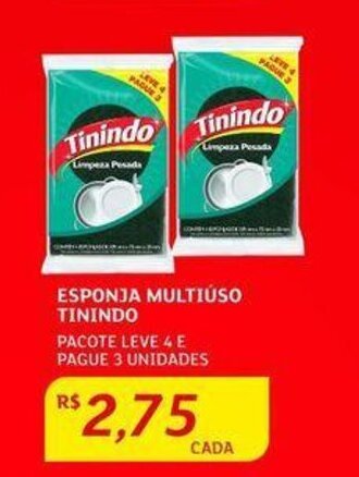Assaí Atacadista ESPONJA MULTIUSO TININDO PACOTE LEVE 4 E PAGUE 3 UNIDADES oferta