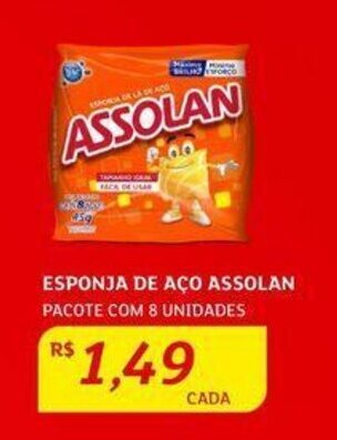 Assaí Atacadista ESPONJA DE AÇO ASSOLAN PACOTE COM 8 UNIDADES oferta