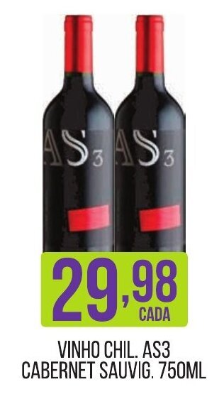 Casagrande Supermercados VINHO CHIL. AS3 CABERNET SAUVIG. 750ML oferta