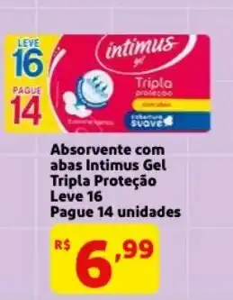 Mercado Extra Absorvente abas Intimus Gel Tripla Proteccao Leve 16 Pague 14 oferta