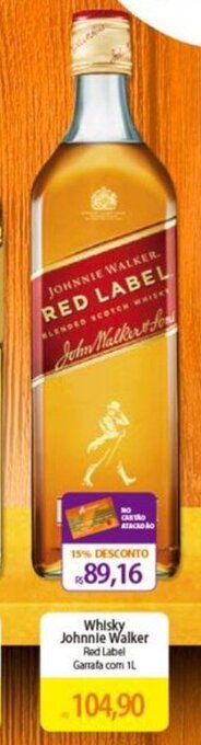 Atacadão Whisky Johnnie Walker Red Label Garrafa com 1L oferta