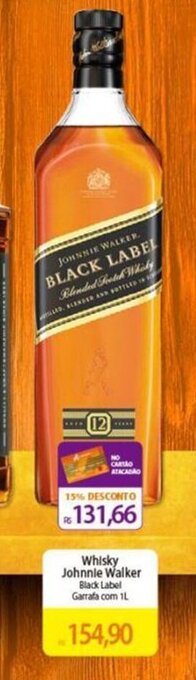 Atacadão Whisky Johnnie Walker Black Label Garrafa com 1L oferta