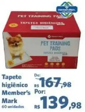 Sam's Club Tapete higiênico Member's Mark 60 unidades oferta