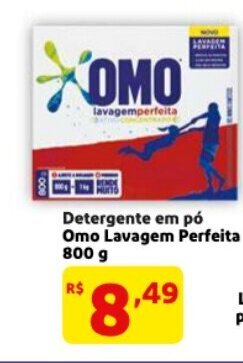 Mercado Extra Detergente em Po Omo Lavagem Perfeita 800g oferta