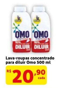 Mercado Extra Lava roupas concentrado para diluir Omo 500ml oferta
