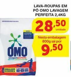 Roldão Lava roupas em pó omo lavagem perfeita 2,4kg oferta