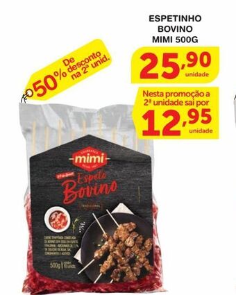 Roldão Espetinho bovino mimi 500g oferta