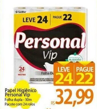 Atacadão Papel Higiênico Personal Vip Folha dupla - 30m Pacote com 24 rolos oferta