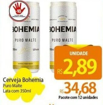 Atacadão Cerveja Bohemia Puro Malte Lata com 350ml oferta