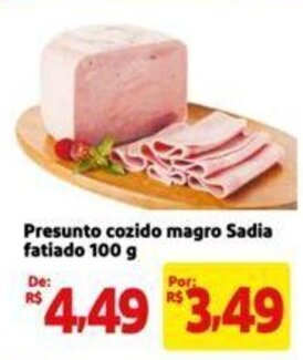 Extra Supermercado Presunto cozido magro Sadia fatiado 100 g oferta