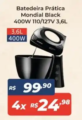 Atakarejo Batedeira Pratica Mondial Black 400W 110/127 3.6L oferta
