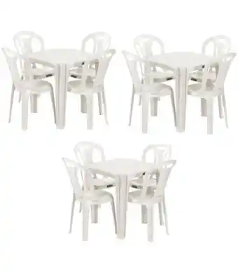 Freitas Varejo Conjunto 3 mesas com 12 cadeiras canoa off new plastic oferta