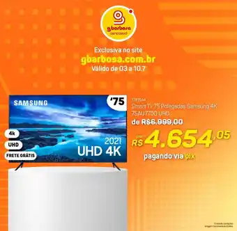 GBarbosa Smart Tv 75 Polegadas Samsung 4K 75AU7700 UHD oferta