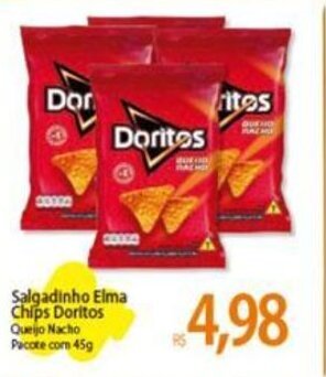 Atacadão Salgadinho Elma Chips Doritos Queijo Nacho Pacote com 45g oferta