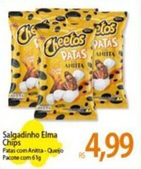 Atacadão Salgadinho Elma Chips Patas com Anitta-Queijo Pacote com 61g oferta
