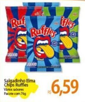 Atacadão Salgadinho Elma Chips Ruffles Vários sabores Pacote com 76g oferta