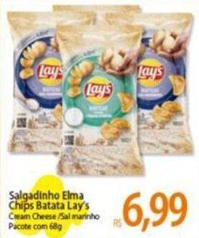 Atacadão Salgadinho Elma Chips Batata Lay's Cream Cheese/Sal marinho Pacote com 68g oferta