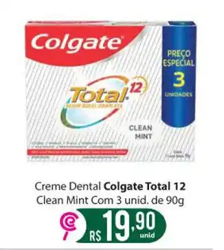 Comercial Esperança Creme Dental Colgate Total 12 Clean Mint Com 3 unid. de 90g oferta