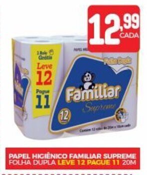 Fort Atacadista PAPEL HIGIÊNICO FAMILIAR SUPREME FOLHA DUPLA LEVE 12 PAGUE 11 20M oferta