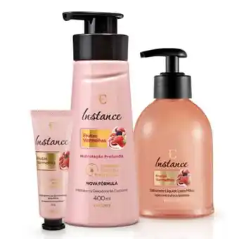 Combo frutas vermelhas: creme hidratante para as mãos 30g + sabonete líquido para as mãos 250ml + hidratante desodorante cor