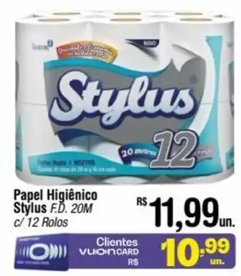 Papel Higiênico Stylus F.Ď. 20M c/ 12 Rolos