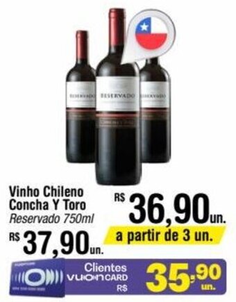Fort Atacadista Vinho Chileno Concha Y Toro Reservado 750ml oferta