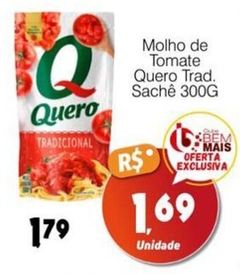 Supermercado Bem Barato Molho de Tomate Quero Trad. Sachê 300G oferta