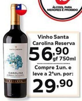 Supermercados Tauste Vinho Santa Carolina Reserva gf 750ml oferta