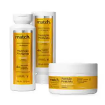 O Boticário Combo match nutrição profunda: shampoo 300ml + máscara capilar 280ml + condicionador 300ml oferta