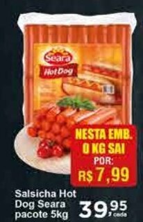 Rossi Supermercado Salsicha Hot Dog Seara pacote 5kg oferta